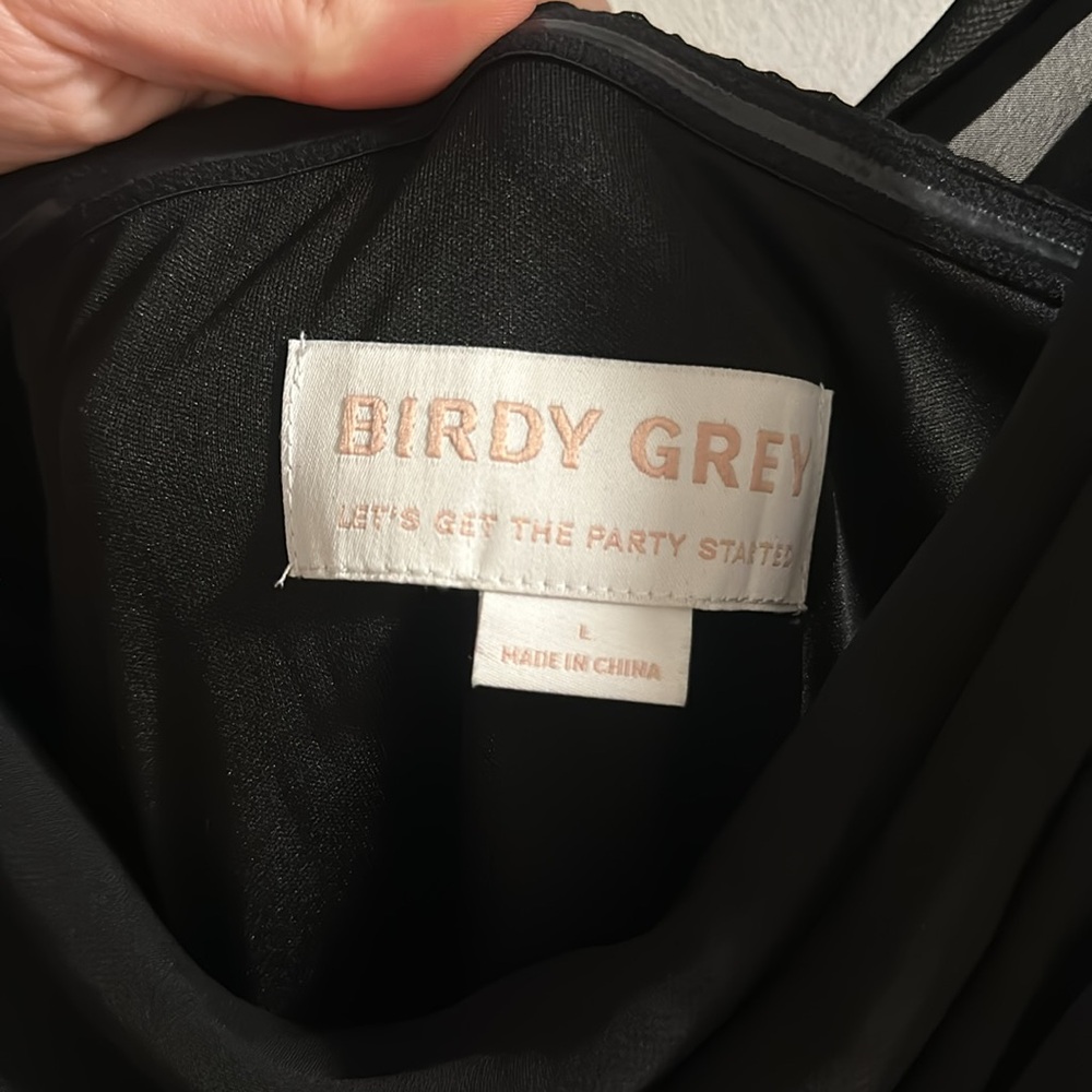 Birdy grey black chiffon dress size large - Picture 3 of 5